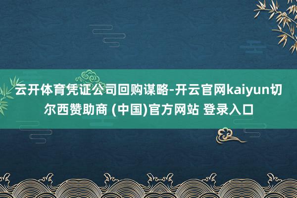 云开体育 凭证公司回购谋略-开云官网kaiyun切尔西赞助商 (中国)官方网站 登录入口