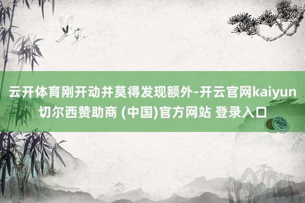 云开体育刚开动并莫得发现额外-开云官网kaiyun切尔西赞助商 (中国)官方网站 登录入口